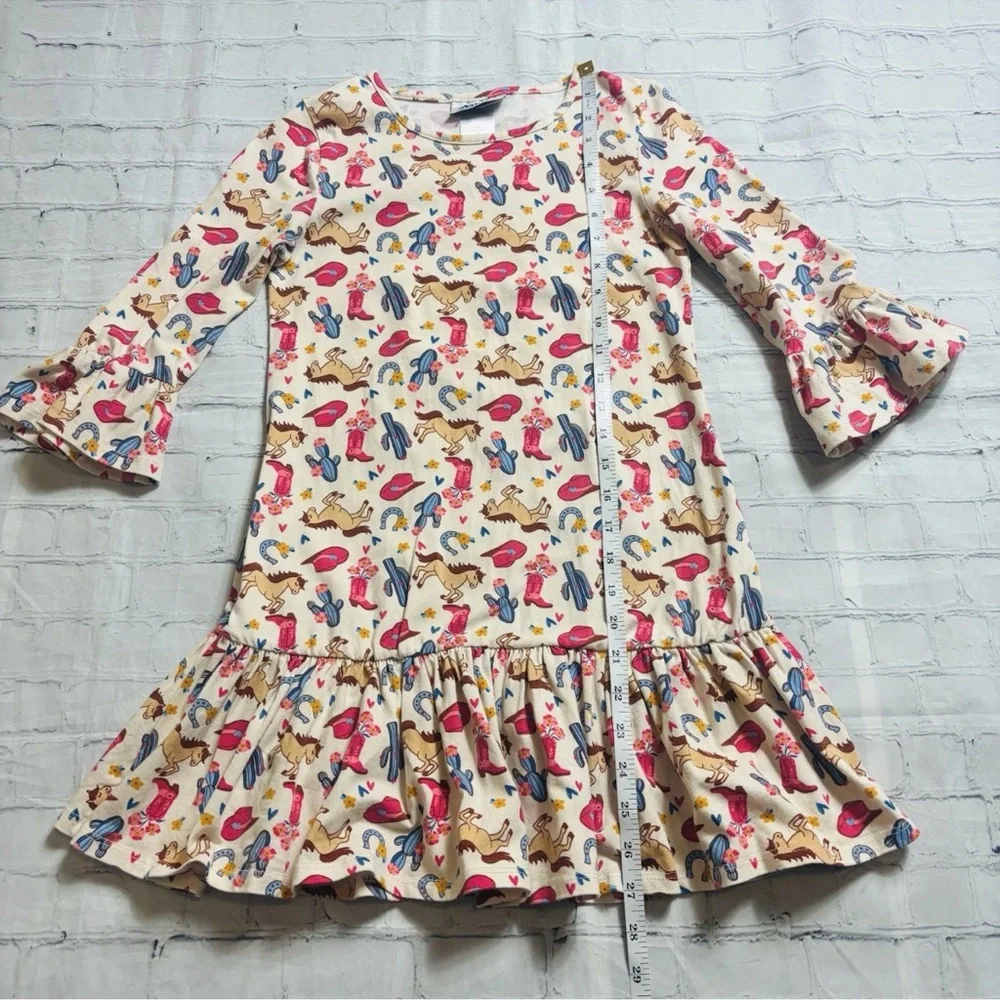 Counting Daisies Girl's Size 10 Dress Western Cowgirl Bell Sleeve Rodeo Horses
